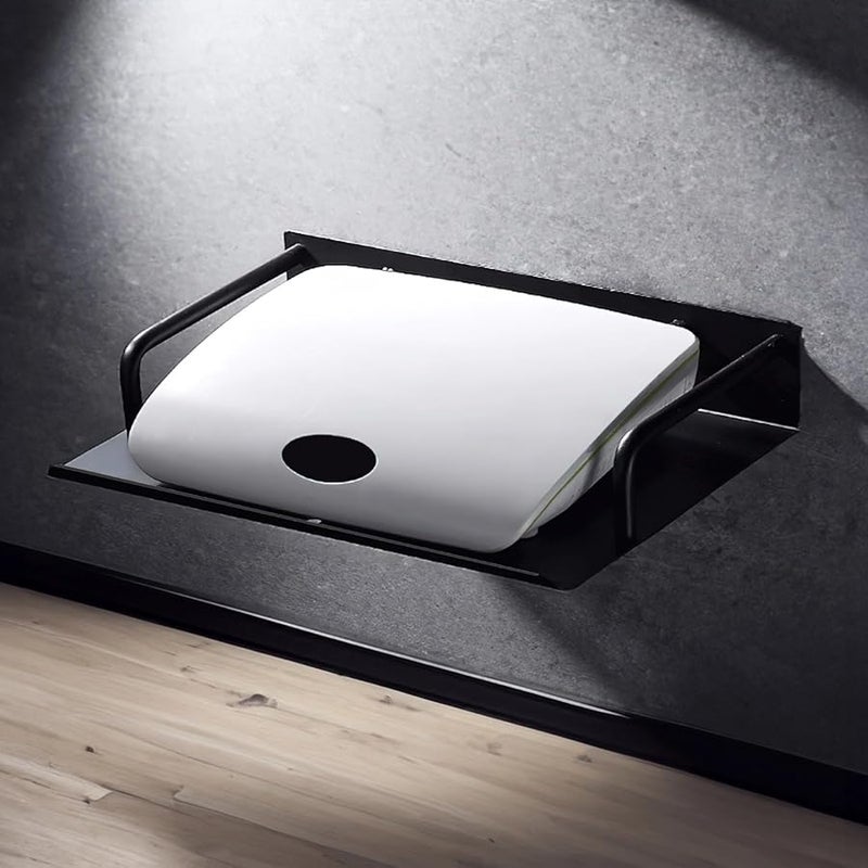 رفرف جهاز عرض الحائط الأسود من الألومنيوم حامل بدون حفر شريط مضاد للانزلاق - Image 4